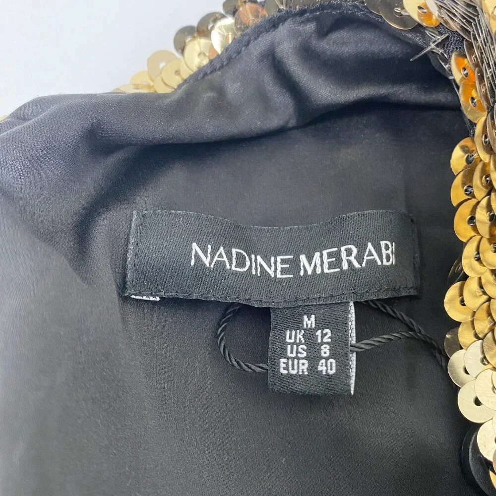 Nadine Merabi Celina Gold Sequin Dress Medium - Picture 13 of 15